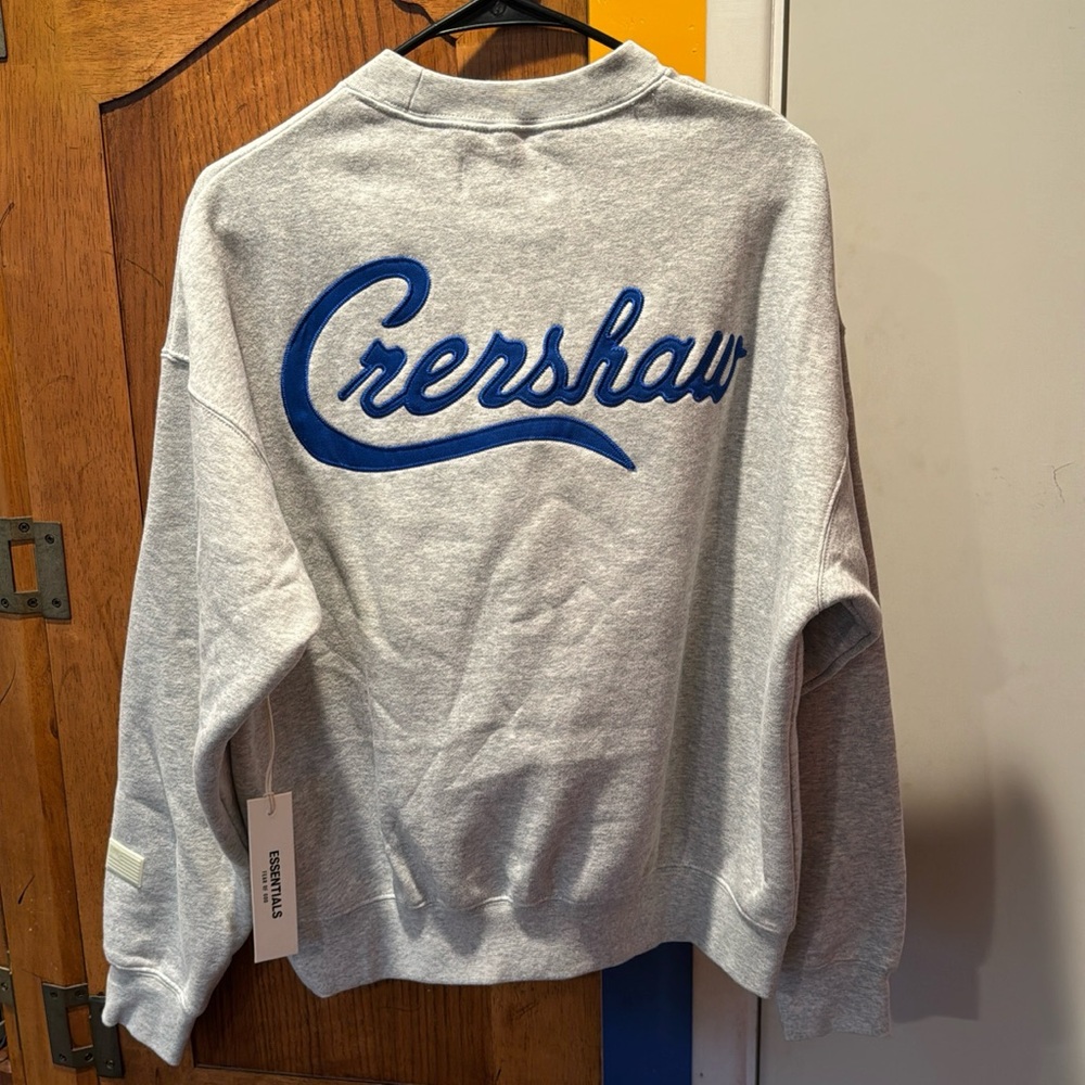 FEAR OF GOD FOG ESSENTIALS x TMC CRENSHAW CREWNECK SWEATSHIRT GREY BLUE NEW XXS